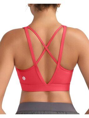 Women's Red High Impact Sports Bras for High Support Running Sports Bra